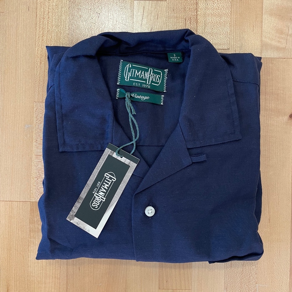 Gitman Brothers Vintage Wool Rayon Blend LS Shirt in Navy